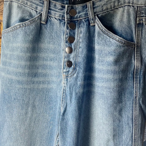 Nasty Girl High Rise Wide Leg Button Up Denim Flared Jeans - Picture 3 of 9